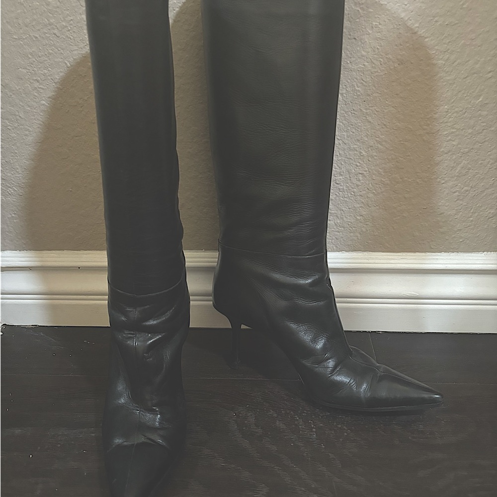Black leather boot, Jimmy shoe 8 1/2 lightly worn